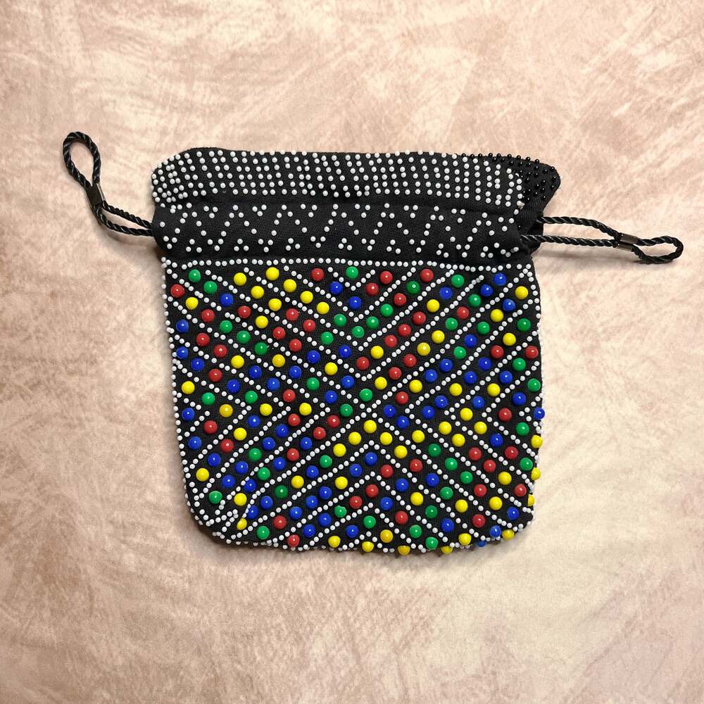 Vintage 70s Emson Candy Dot Beaded Mini Clutch Bag Rainbow Multicolor Retro Mod